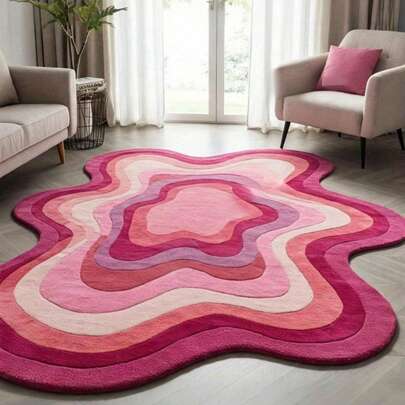 1pc High-Quality Faux Wool Rug - Colorful Cloud Dopamine Geometric Pattern, Vibrant Rainbow Colors, Large Size Up To 23.2 Sq Ft, Hand Wash Only, Modern Art Home Decor, Suitable For Living Room And Bedroom, Living Room Carpet