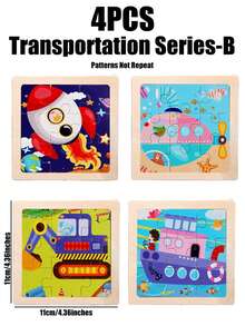 1/4/8/12/40pcs Children's Wooden Puzzle,Perfect Christmas Gift,Children's Puzzle,Kindergarten Early Education Teaching Aids,Cartoon Animal Cognitive Jigsaw Puzzle Set,Children's Educational Toys,Dinosaur, Marine Animal, Vehicle, Insect Series Puzzle,Wooden Toys - Multicolor - View 17