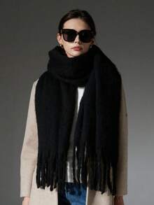 1 Stück Winter Schal, Unisex, braun und rosa kariert, winterwarmer Kragen, verdickter gestrickter dicker Quastenumhang, Winterschal für Frauen, neuer einteiliger Kragen für Herbst und Winter, koreanischer Stil dicker warmer Cape, geeignet für den täglichen Gebrauch