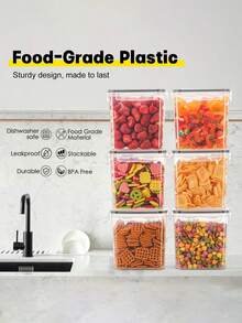 24pcs Airtight Food Storage Containers With Lids - Perfect For Organizing And Storing Dry Foods - Includes Labels, Markers, And Dishwasher - Ideal For Cereal, Pasta, Flour, And Sugar - Home Kitchen Supplies - 黑與白 - 查看 6