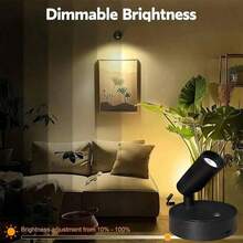 1 قطعة بقعة إضاءة متعددة الوظائف بتقنية LED، ضوء حائطي مغناطيسي، 3 أوضاع لون قابلة للتعتيم - بلمسة تحكم، تركيب سهل، مثالي للنباتات والأعمال الفنية - بطارية قابلة لإعادة الشحن عبر منفذ USB - مثالي لغرفة النوم والصالة والممر، لا حاجة للثقب، دوران 360 درجة بلمسة