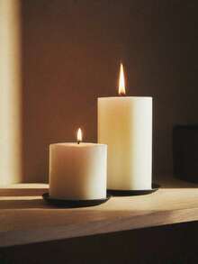 象牙白圆柱形蜡烛，多种尺寸可选，桌面装饰，氛围蜡烛，婚礼装饰，情人节礼物 - 白色-圓柱蠟燭 - 查看 5