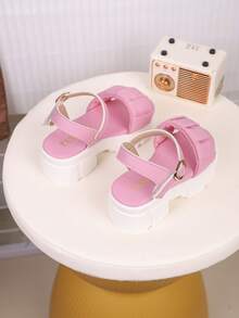 1 Pair Children's Fashion Casual Thick-Sole Soft-Sole Comfortable PU Leather Sandals For Girls - Pink - View 6