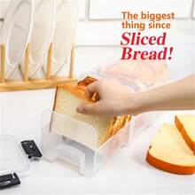1pc Sealed Bread Box - Transparent Plastic Food Storage Container With Divider, Reusable Rectangular Meal Prep Container, Essential For Kitchen Organization, Clear Design - Multicolor - View 11