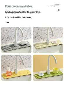 硅胶水槽排水垫，水龙头防溅罩，防霉厨房台面干燥垫，防滑台面垫 - 彩色 - 查看 5