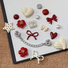 17pcs Shoe Charms Set, Heart Series Shoe Charms, Includes Red Heart Flower Bow Shoe Charms, Perfect Valentine's Day Gift, Heart Theme, Fashionable Detachable DIY Women's Shoe Decoration - Multicolor 2 - View 3