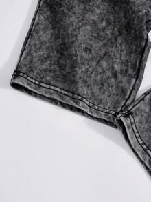 男士秋季水洗黑色休闲裤，宽松直筒裤型，抽绳口袋，百搭休闲裤，适合日常休闲穿着，可作为礼物送给男朋友 - 黑色 - 查看 7