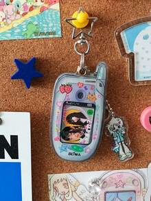 Mini Mobile Phone! Cute Cartoon Millennium/Heisei Style Little Smart Keychain Photo Frame (Photo Not Included) - Multicolor - View 5