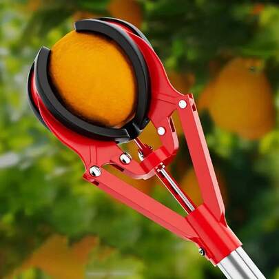 Extendable Fruit Picker Tool, Telescopic High Reach Fruit Picker, Fruit Picking Tongs With Extendable Pole, Compatible With Apples, Oranges, Lemons, Mangoes, Persimmons, Pomegranates, Home Orchard Fruit Picker, Metal Fruit Picker, Gentle Picking Claw, Portable Long Handle Fruit Picker