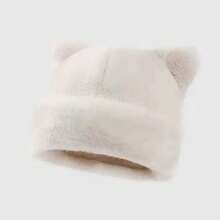 Gorro de peluche con estampado de leopardo para mujer, dulce y lindo, grueso y cálido, retro y versátil, gorro con capucha. CGNR - todo blanco - Ver 13