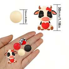 25pcs Silicone Beads With Heart Pattern Print, Cow Shaped Silicone Beads, Loose Beads Suitable For Jewelry Making, Earrings, Necklaces, Bags, Pens, Phone Chains, Makeup Brushes, Keychains And Other DIY Crafts, Holiday, Birthday, Valentine's Day Gifts - Valentine's Day Series - View 5