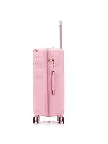 Juego de 4 piezas de equipaje rígido duradero de PP de Sanzheng - Maletas con ruedas giratorias de tamaño compacto a grande con ruedas de deslizamiento suave - Rosa Pálido - Ver 6