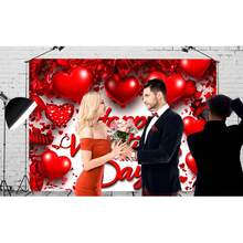 1 pieza Tela de fondo cálida y romántica para el Día de San Valentín, diseñada con globos con forma de corazón rojo, cintas con forma de corazón rojo, adecuada para decoración festiva - Decoración del Día de San Valentín, patio, jardín, decoración de la sala de estar, accesorios de fotografía, decoración de aniversario - Multicolor - Ver 7