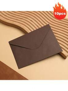 10pcs Envelope, Vintage Envelope, 18.5x13.5cm (7.28x5.31in) Blank Paper Small Object Storage, V-Shaped Seal, Suitable For Marriage Proposals, Birthdays, Graduates, Greeting Cards, Invitations - Suitable For All Kinds Of Festivals, Multiple Colors