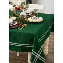 DII 100% algodón, Lavable a máquina, Mantel Individual a Rayas francesas para cenas, Verano y picnics Aire Libre, Nautical Blue Stripes, Tablecloth - 60 x 84, 1(264.2 x 152.4 cm (Rectangular) Verde bálsamo) - Multicolor - Ver 3