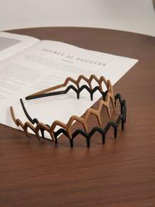 2 piezas Diademas onduladas vintage, negro mate y marrón, diseño versátil, simple y elegante, accesorios para el cabello para mujeres, adecuados para uso diario, diadema, aros para el cabello - Multicolor - Ver 2