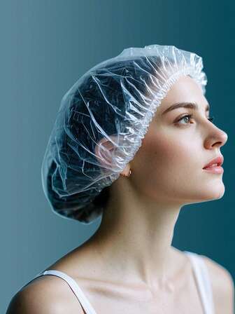 100pcs Of Plastic Disposable Shower Caps - Perfect For Hair Dyeing & Beauty Salons! Home Bathroom Decor Fall Decor Back To School