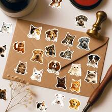 56pcs Cute Cat & Dog Doodle Stickers For Luggage, Water Bottle, Laptop, Bicycle, Skateboard, Phone, Tumbler Decoration