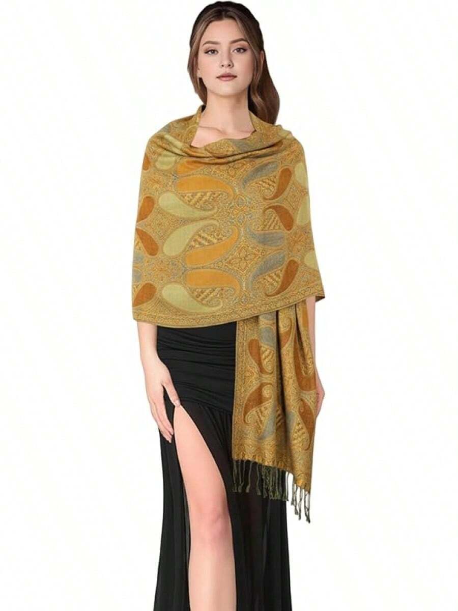 Paisley Pashmina Scarf For Women PASKMLNA - A18-31 Golden-beige - View 1
