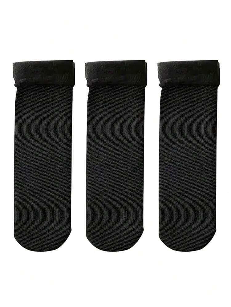 1/3/6 Pairs Super Thick Thermal Lined Winter Socks For Men - Comfortable And Soft Christmas Gift For Dad, Suitable For Cold Weather, Long Socks, Winter, Black Socks, Warm Women Socks, Casual Thick Moisture-Wicking Comfortable Crew Socks For Autumn/Winter, Long-Lasting, - Black - View 7