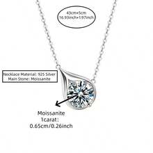 A Classic And Stylish 925 Sterling Silver 1-Carat Moissanite Round Pendant Necklace For Men And Women, Perfect For Summer Beach Vacations, Weddings, Proposals, Parties, Mother's Day, Father's Day, Thanksgiving, Christmas, Halloween, Valentine's Day, Back-To-School Season, Wedding Season, Birthdays, Anniversaries, New Year's Gifts, Or As A Gift For Mom, Dad, Or Friends. - Multicolor - View 9