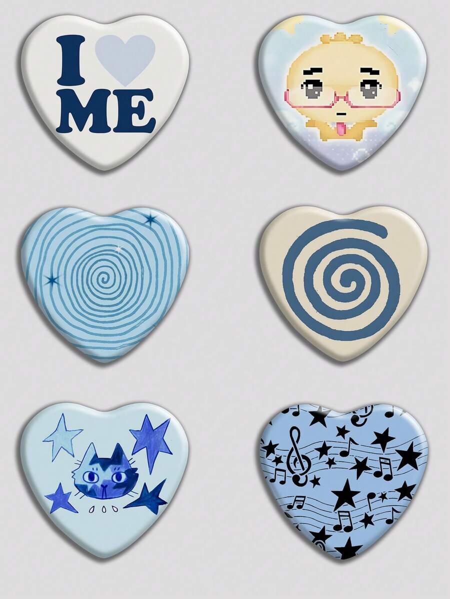 心形徽章，经典时尚徽章/胸针，2D平面设计，高品质金属饰品，适合装饰衣服、帽子、背包，是送给朋友、同学、同事和亲戚的趣味礼物。 - 彩色 - 查看 1