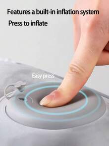 1件灰色快速按压充气天鹅绒旅行脚垫/坐垫，PVC便携式脚垫，无需气泵，适合休闲娱乐，适用于家庭、户外和办公室，可用作脚垫、休息垫，也适用于音乐会、露营、钓鱼等场合。