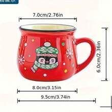 Ceramic Christmas Mousse Cups: Cute Cartoon Santa Claus Design With Attractive Appearance, Suitable For Holding Desserts In Bakeries. Ceramic Coffee & Breakfast Cups, Material With High Temperature Resistance, Applicable For Daily Home Use And Children's Drinking. Perfect Items For Enhancing Christmas Atmosphere, Combining Practicality And Decorativeness, Making Desserts And Drinks More Ceremonial. - Multicolor - View 2