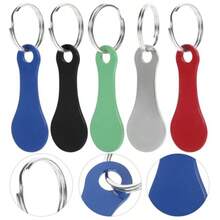 HAWT5pcs Shopping Trolley Tokens Stainless Steel 5 Colored Portable Alloy Key Ring Quarter Holder Small Keychain Cart Token For Men Women Grocery Shopping Cart - 如圖 - 查看 4