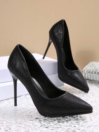 Women's High Heel Rhinestone Embellished Party Dress Shoes