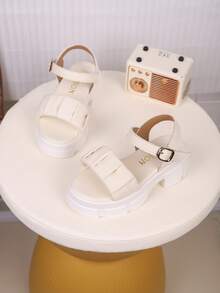 1 Pair Children's Fashion Simple Thick-Sole High Heel Sandals, Suitable For Summer - Beige - View 4