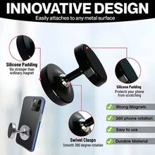 Dual Magnetic Phone Holder, Suitable For Gym - 360° Rotation, Powerful Dual-Sided Magnets, Aluminum Alloy Material, Dashboard Mounting, Home & Car Sports Equipment, Fitness Gear | Dual Magnetic | Aluminum Alloy Holder, Gym Magnetic Phone Holder, 360° Rotating Magnetic Phone Holder, Suitable For Gym, Heavy-Duty Magnetic Base Can Adhere To Iron Surfaces, Compatible With All Phones - Multicolor - View 2