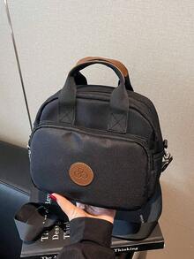 1pc (9.4in*7.9in*4.7in) Fashion Women's Handbag, Shoulder Bag, Crossbody Bag, Tote Bag, Material Is Scratch & Wear Resistant, Suitable For Shopping, Dating, Outing, Work Commute, Adjustable Strap Length, Elegant Minimalist Casual Chic Handbag - Black - View 2