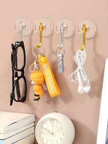 4pcs Acrylic Adhesive Hooks, No Drilling, Strong Sticky Hooks For Entryway, Bathroom, Towel, Clothes