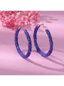 1 Pair Colorful Shiny Exaggerated Circle Earrings, Fashionable For Party And Daily Wear - circle - View 21