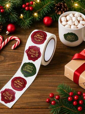 1 لفة/500 ملصق عيد الميلاد المجيد، ملصقات تزيين عيد الميلاد بتصميم ختم شمعي مُنبَّر، ملصقات مغلف، ملصقات إغلاق، ملصقات لتزيين هدايا والألبومات، تزيين أكياس الحلوى، ديكورات هدايا حفلات دائرية، عيد الميلاد المجيد، ديكور عيد الميلاد، ديكور عيد الميلاد، هدايا عيد الميلاد، الشتاء