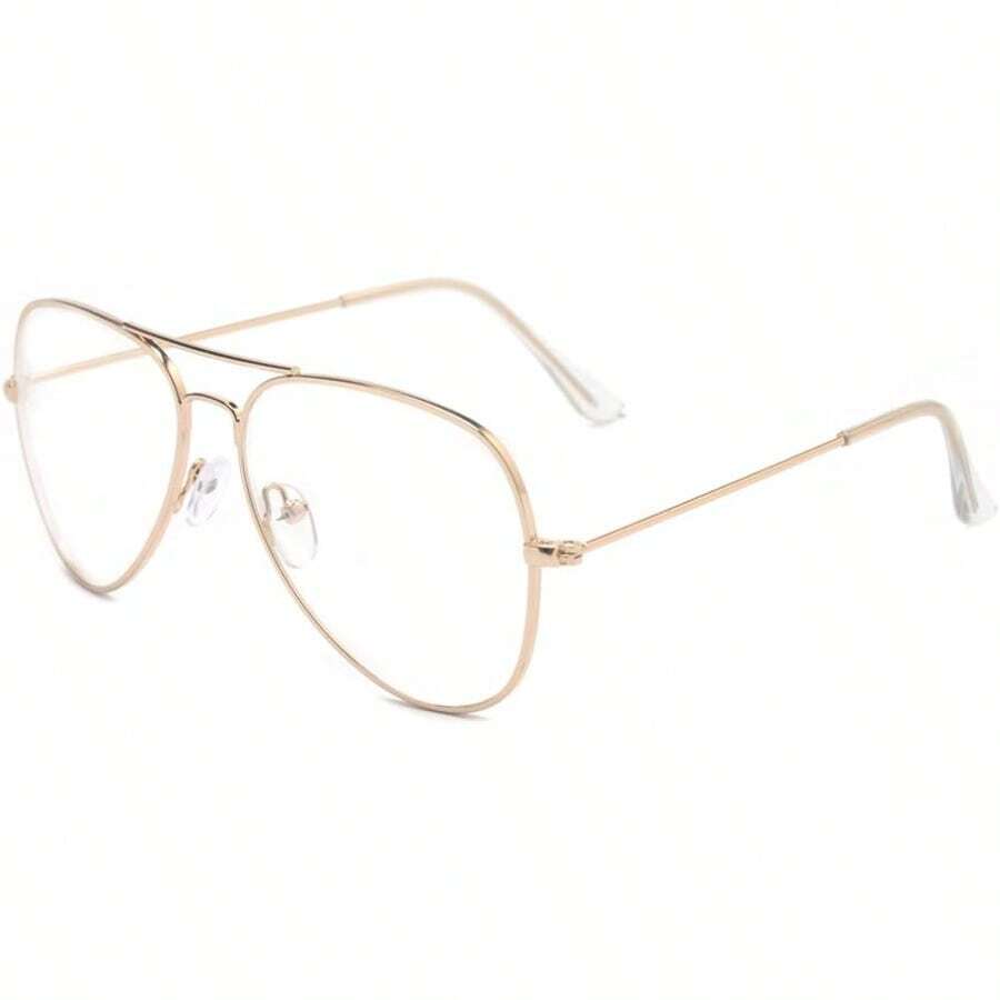 Outray Classic Aviator Non Prescription Metal Frame Clear Lens Glasses For Women Men - S1gold - 查看 1