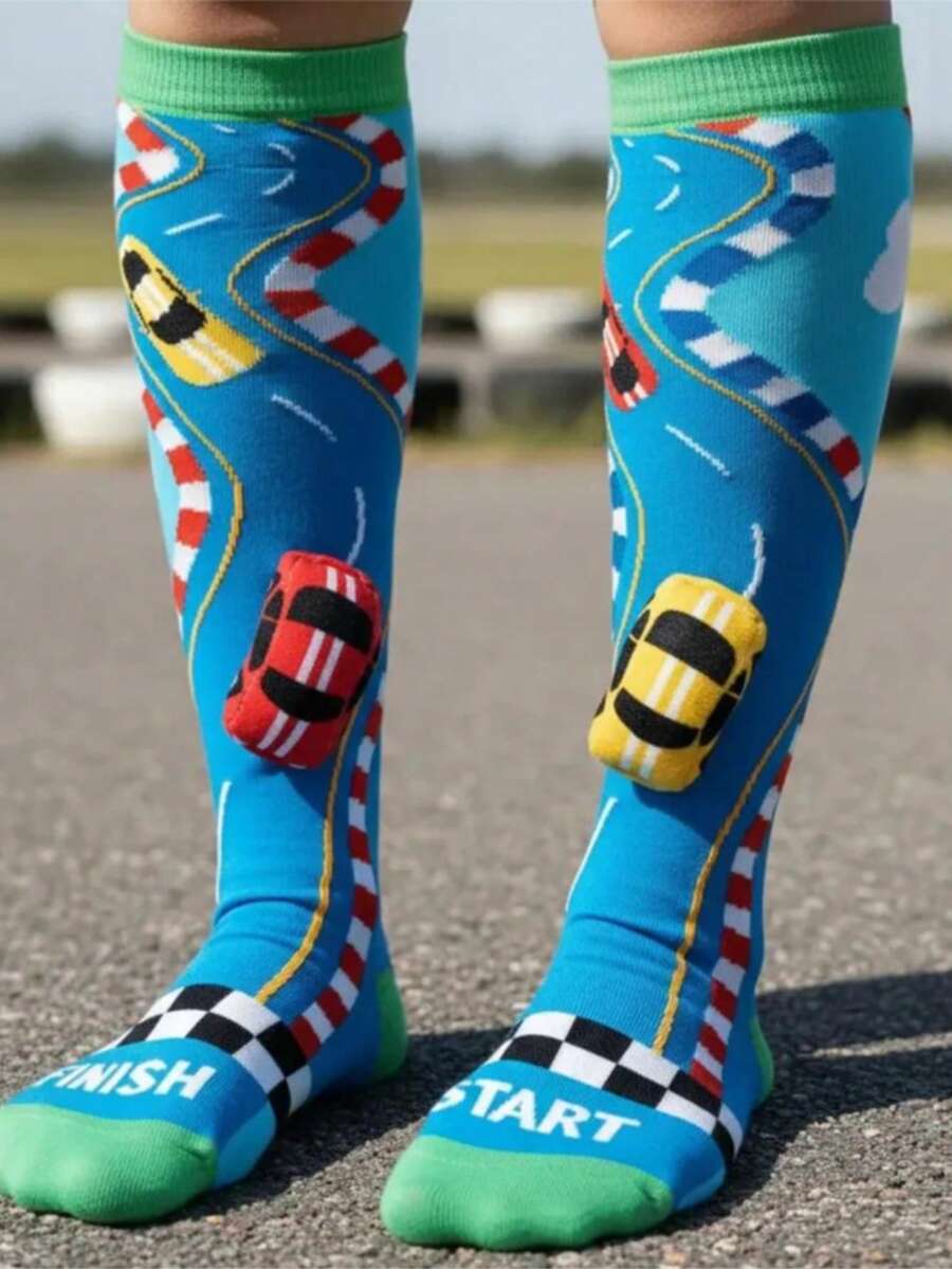 CALCETA DE CARRO EN 3D PARA NIÑO - Azul - Ver 1
