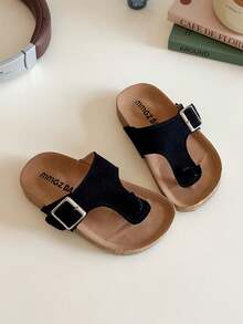 Sandalias planas de chanclas de moda para bebés, pantuflas cómodas para niños pequeños - Negro - Ver 5