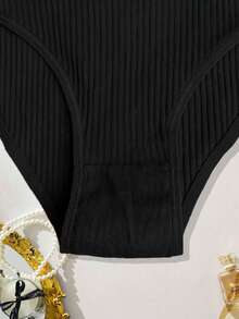 4pcs/Pack Women's Comfortable Ribbed Bikini Panty Set - Multicolor - View 6