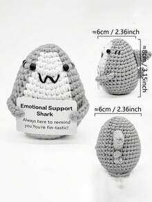 Penguin Gift Set, Includes Crochet Penguin Pendant, Stress Relief Shark, Inspirational Crochet Decor, Desktop Decor, Inspirational Card, Desktop Planter, Cute Penguin Decor, Suitable For Christmas Stocking Stuffers, Christmas Gifts, Birthday And Emotional Decor - Crocheted Penguin - Pink - View 2