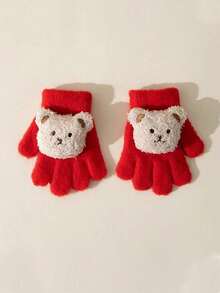 1 双儿童熊猫卡通水貂毛针织手套 - 1Pair - 查看 29