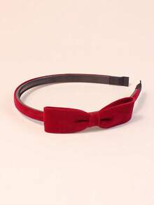 1件装蝴蝶结发箍新年发箍女孩发带刘海夹可爱秋冬简约百搭公主风发饰 - 紅色 - 查看 5