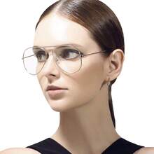 Clear Aviator Glasses Lens Premium Classic Metal Frame Eyeglasses - 銀色 - 查看 2