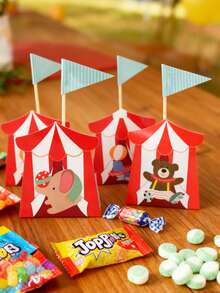 10Pcs Creative Circus Candy Boxes For Baby Birthday Party, Animal Series Cute Cartoon Lion Gift Boxes, Themed Party Candy Packaging For Kids - Multicolor - View 5