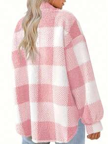 Women's Fleece-Lined Polar Fleece Winter Coat - Loose Fit With Green&Black Plaid Pattern, High Elasticity Design,  Comfortable, Warm&Durable Outerwear For Autumn&Winter  Define Jacket  Sports Jacket  Ski Clothes Women  Zip Up Jackets  Fitted Jacket  Winter Coat For Women  Abrigos De Invierno Para Mujer  Women's Winter Clothing Of Women's Winter Clothing Women's Winter Fashion Women's Winter Promotion Of Women's Winter Clothing  Christmas  Halloween Christmas Gift - Hồng - Xem 4