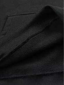 Minimalist Loose Fit Women's Long Sleeve Sweatshirt/Sweatshirt, Suitable For Autumn/Winter, Oversized Design, Casual And Versatile, Black Color - Black - View 9