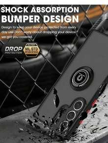 1 件时尚 360° 可旋转支架环握防震 PC 手机壳，兼容三星、苹果、红米智能手机防水防摔防刮 - 黑色 - 查看 6