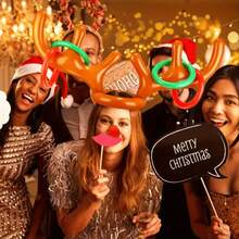 14/7pcs/Inflatable Reindeer Antler Ring Throw Christmas Party Game Hat,Suitable For Christmas,Winter Holiday Party Supplies Gifts - Multicolor - View 4