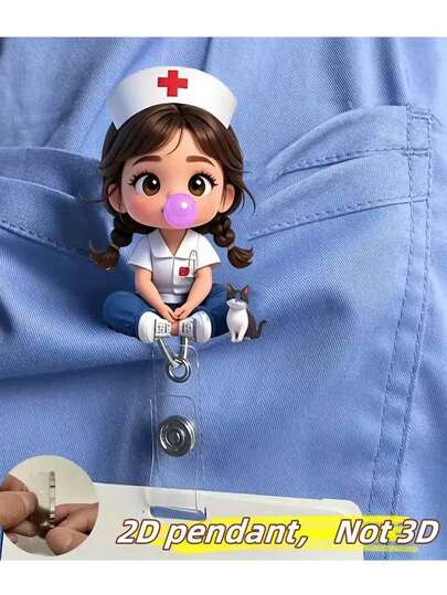 1pc 2D Acrylic Personalized Medical Name Tag Set, Cute Nurse Design. Suitable For Chains, Lanyards, Flat Badges, Retractable Reels, Can Be Used As Doctor's Identification Decoration. Applicable For Hospitals, Clinics, Nursing Students, Doctors, Medical Staff. Ideal For Nurse's Birthday, Graduation, Nurse's Day Gifts Or Souvenirs, Also Suitable For Practicing Nurses, Nurses And Healthcare Professionals, Party Favors And Other Items.